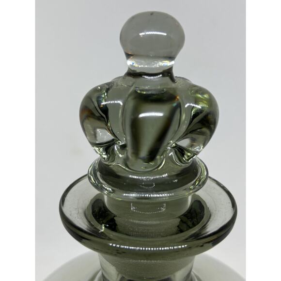 Danish Vintage Holmegaard Smokey Gray Gradient Glass Decanter With Crown Stopper - Picture 4 of 9